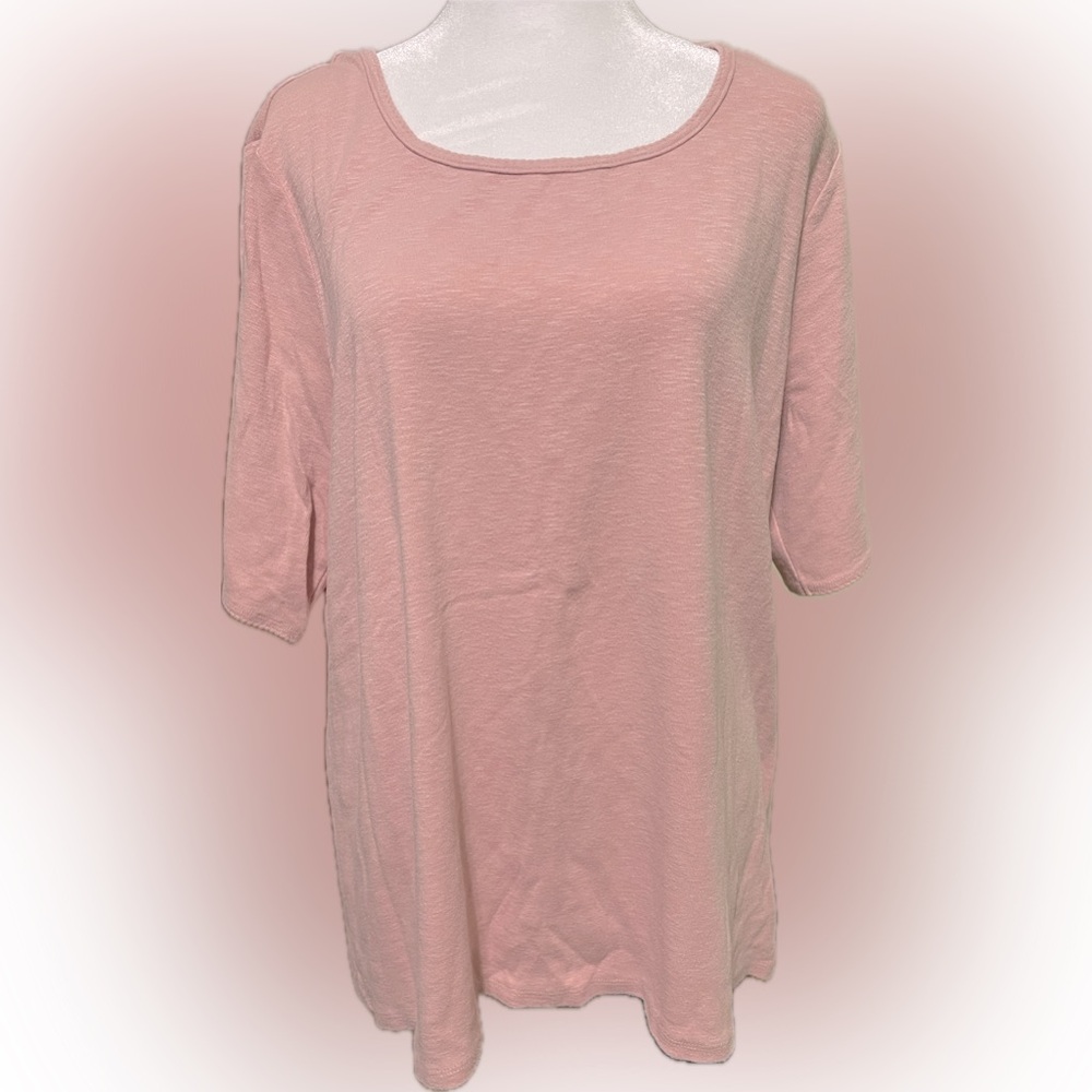 Time and Tru Pink Relaxed 3/4 Sleeve Tee
